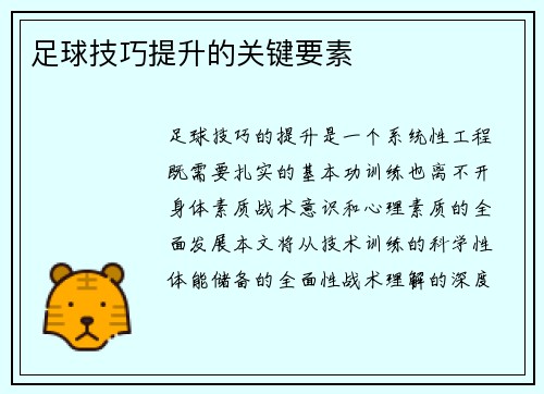 足球技巧提升的关键要素