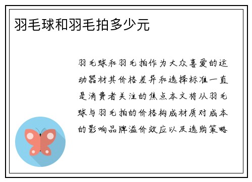 羽毛球和羽毛拍多少元